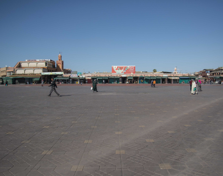 The main square in Marrakesh, the locus of round-the-clock activities and entertainment -- after the lockdown