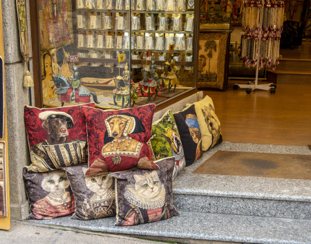 In Toledo, a shop's display of pillows